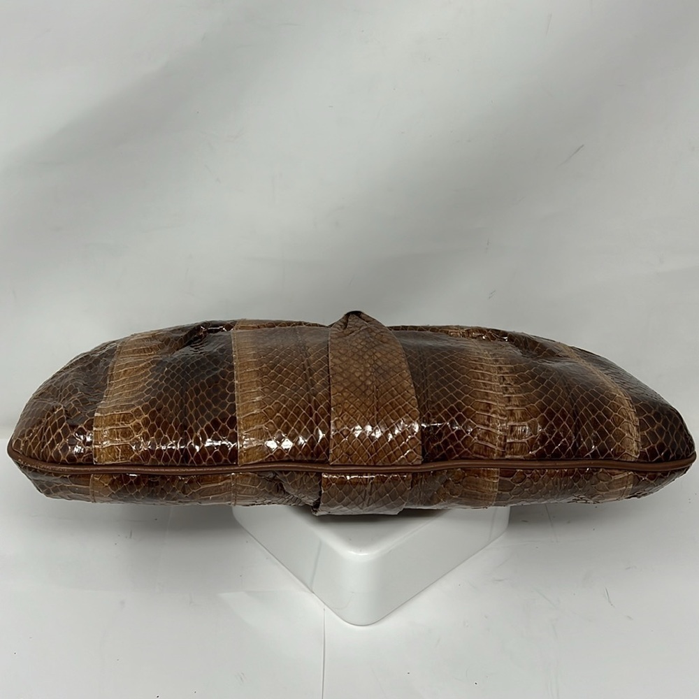 Clemente Python Snakeskin Clutch Shoulder Bag - image 3